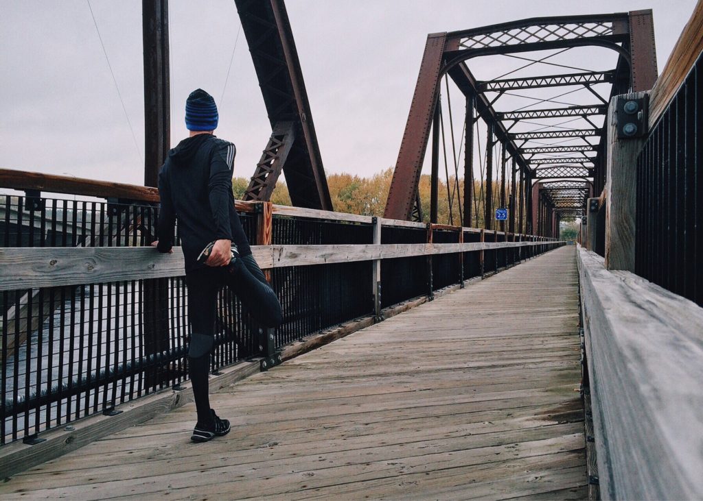 Prepare for your lunchtime run by doing gentle stretches