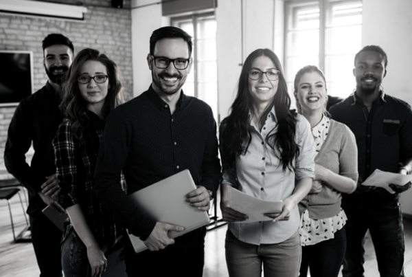 Employees looking happy at work