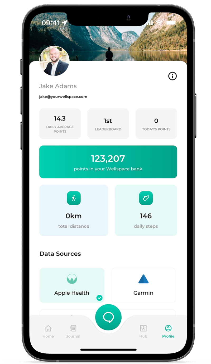 Corporate wellbeing app activity tracker